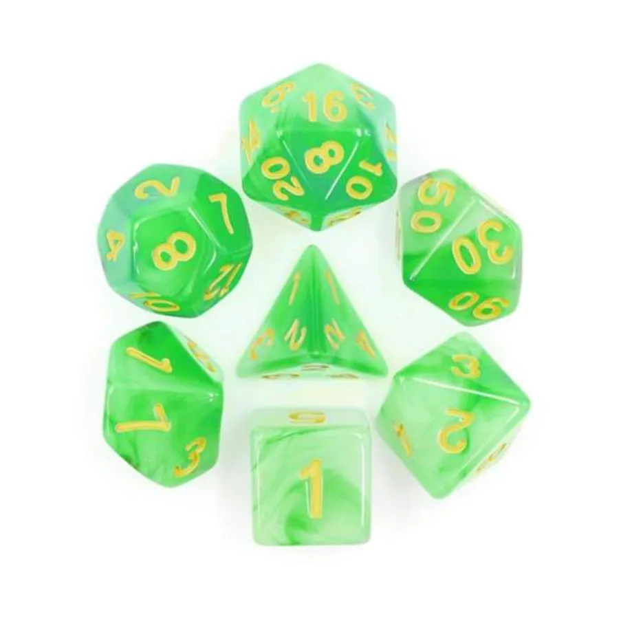 Набор Poly Set — молочно-зеленый с золотом (7), Dice Sets - Resin/Acrylic - Blue, Green, & Purple (Foam Brain Games)
Набор Poly Set — молочно-зеленый с золотом (7), Dice Sets - Resin/Acrylic - Blue, Green, & Purple (Foam Brain Games)