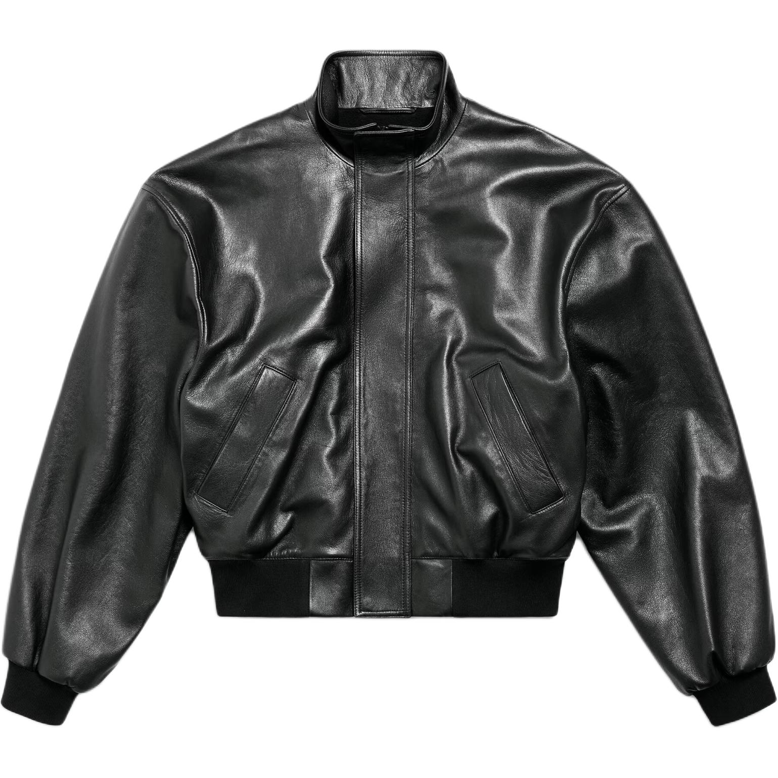 Кожаная куртка с высоким воротником Balenciaga, черный
Кожаная куртка с высоким воротником Balenciaga, черный