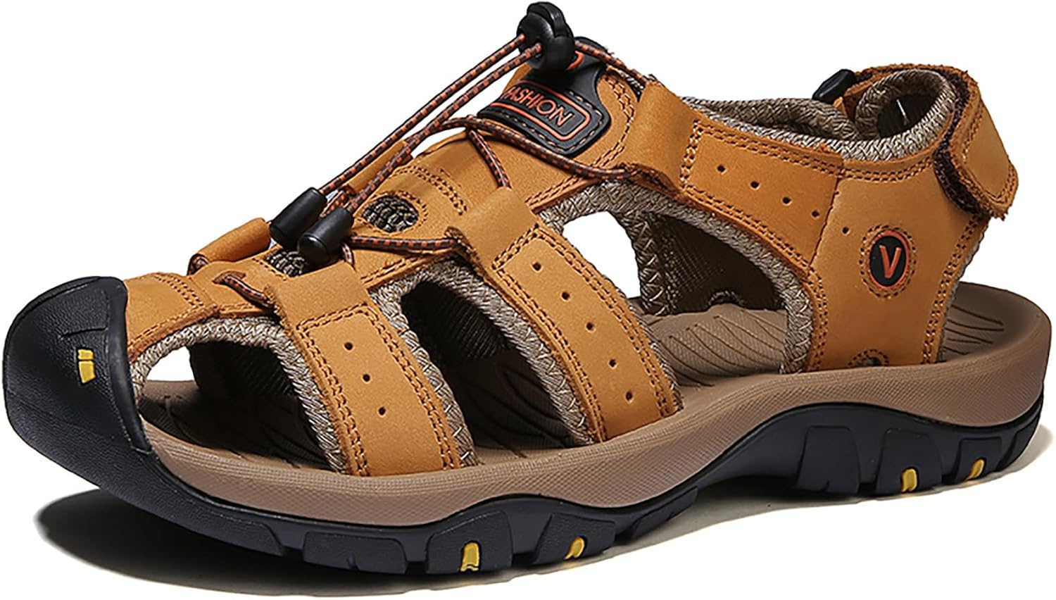 Мужские походные сандалии с закрытым носком - кожаные, противоскользящие, дышащие, идеально подходят для активного отдыха и повседневного использования Generic, желтый
Мужские походные сандалии с закрытым носком - кожаные, противоскользящие, дышащие, идеально подходят для активного отдыха и повседневного использования Generic, желтый