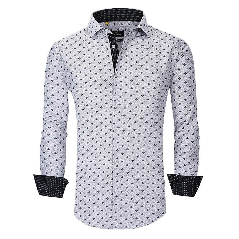 Azaro Uomo Для мужчин приталенный крой, эластичный в четырех направлениях, с длинными рукавами и геометрическим рисунком, на пуговицах, серый
Azaro Uomo Для мужчин приталенный крой, эластичный в четырех направлениях, с длинными рукавами и геометрическим рисунком, на пуговицах, серый