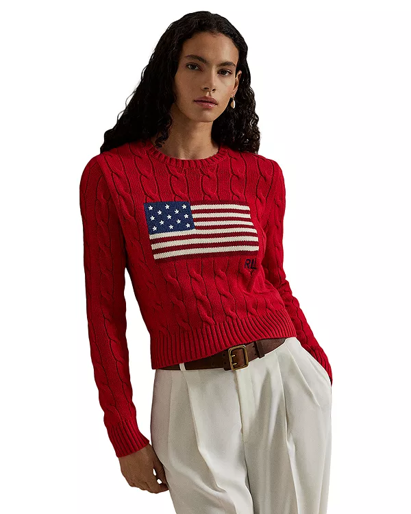 Укороченный свитер крупной вязки с флагом Ralph Lauren, красный
Укороченный свитер крупной вязки с флагом Ralph Lauren, красный