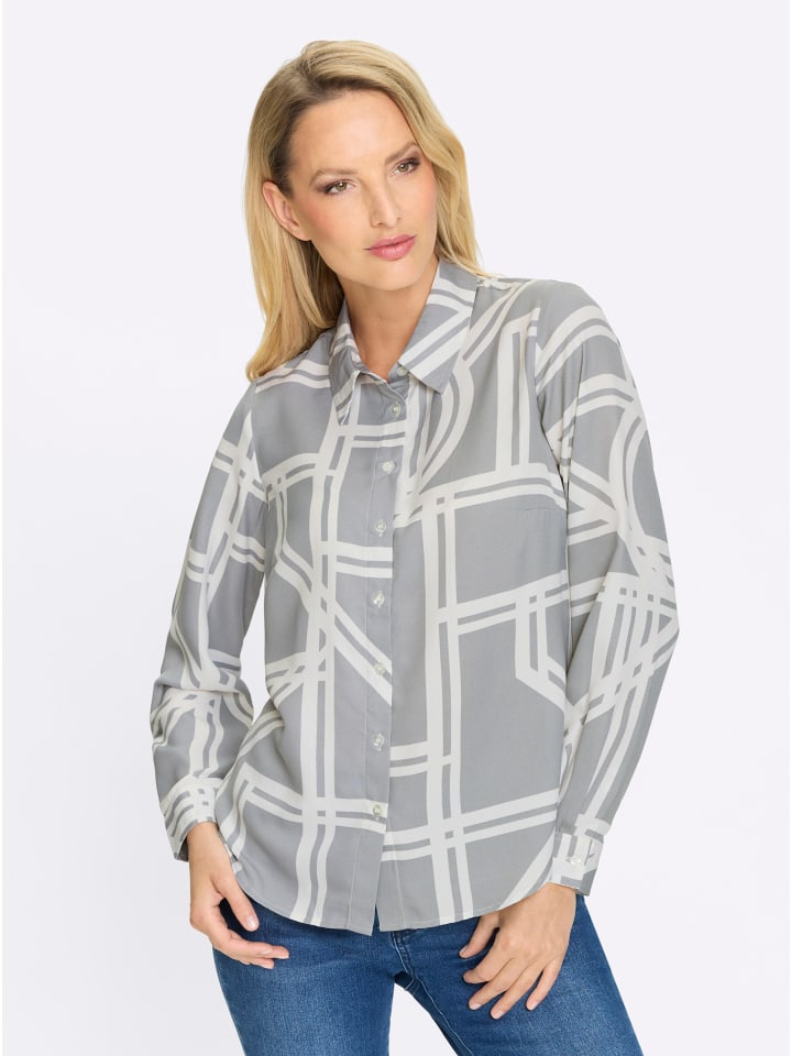 Блузка с принтом в каменно-сером и экрю цветах Heine
Блузка с принтом в каменно-сером и экрю цветах Heine