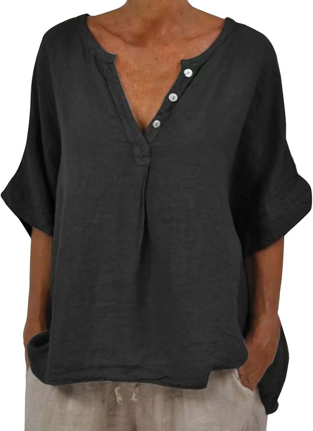 GOKKILRW женская льняная пляжная блузка с V-образным вырезом и 3/4 рукавом
GOKKILRW женская льняная пляжная блузка с V-образным вырезом и 3/4 рукавом