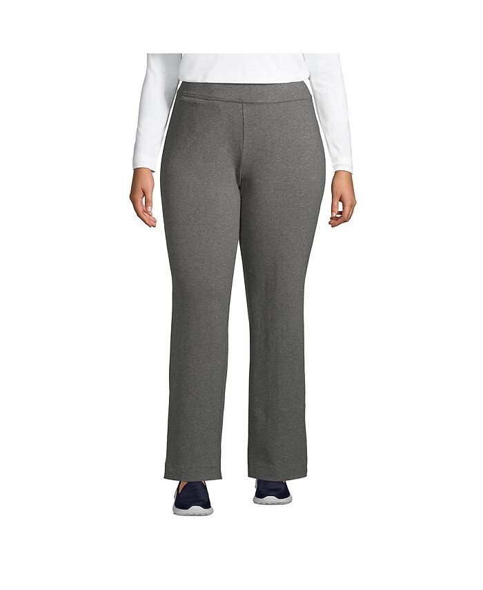 Брюки больших размеров с морской звездой, средней посадкой, прямые брюки с эластичной резинкой на талии Lands' End, серый 
Брюки больших размеров с морской звездой, средней посадкой, прямые брюки с эластичной резинкой на талии Lands' End, серый