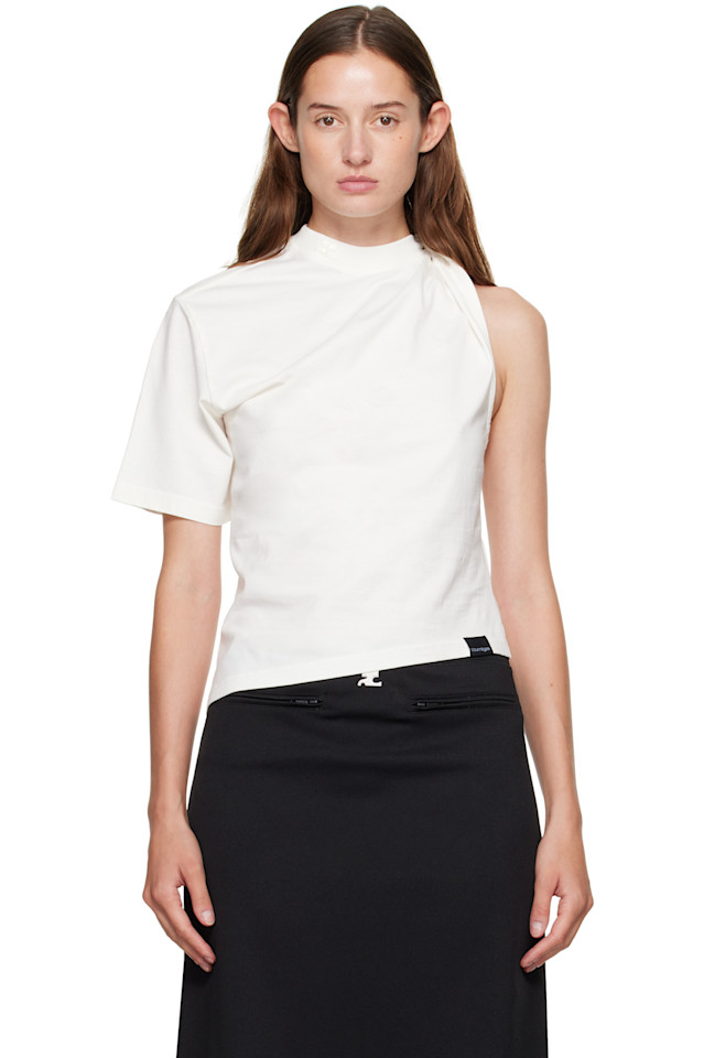 Courrèges Белая асимметричная футболка с перекрученным низом
Courrèges Белая асимметричная футболка с перекрученным низом