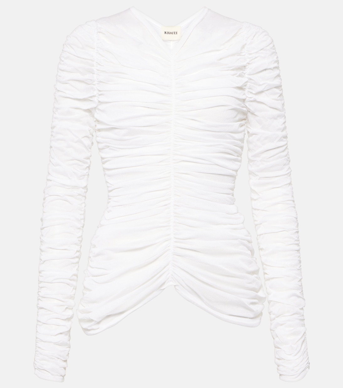 Топ Haven из смесового шелка с рюшами Khaite, Glaze
Топ Haven из смесового шелка с рюшами Khaite, Glaze