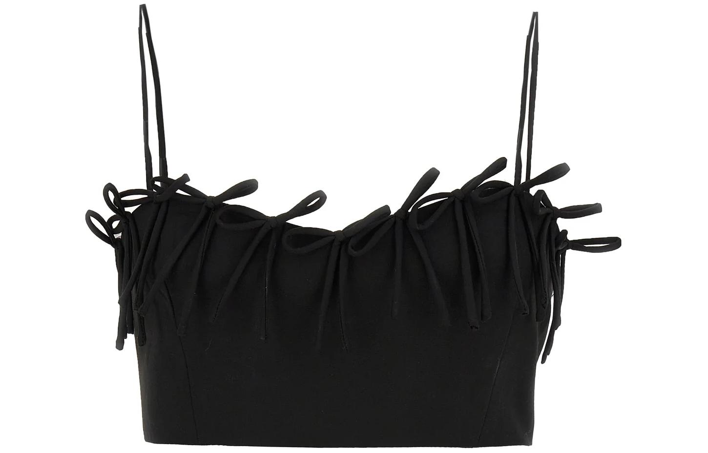 Кроп-топ с драпировкой и бантом GANNI, черный
Кроп-топ с драпировкой и бантом GANNI, черный