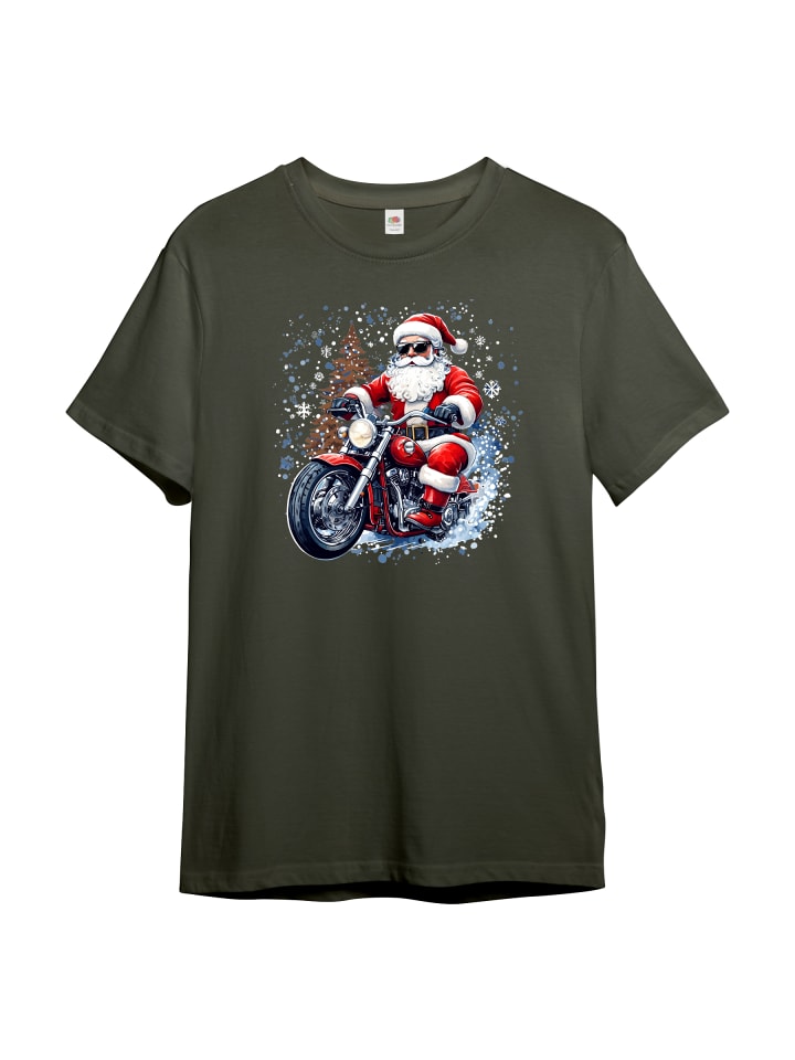 PAULGOS Мужская футболка, Санта-байкер в оливковом цвете, Зеленый, PAULGOS Мужская футболка, Санта-байкер в оливковом цвете
PAULGOS Мужская футболка, Санта-байкер в оливковом цвете, Зеленый, PAULGOS Мужская футболка, Санта-байкер в оливковом цвете