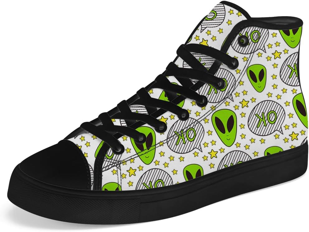 Мужские и женские высокие кеды Chebing с принтом инопланетянина и мандалы, высокие кеды на шнуровке, повседневная обувь, белый/зеленый
Мужские и женские высокие кеды Chebing с принтом инопланетянина и мандалы, высокие кеды на шнуровке, повседневная обувь, белый/зеленый