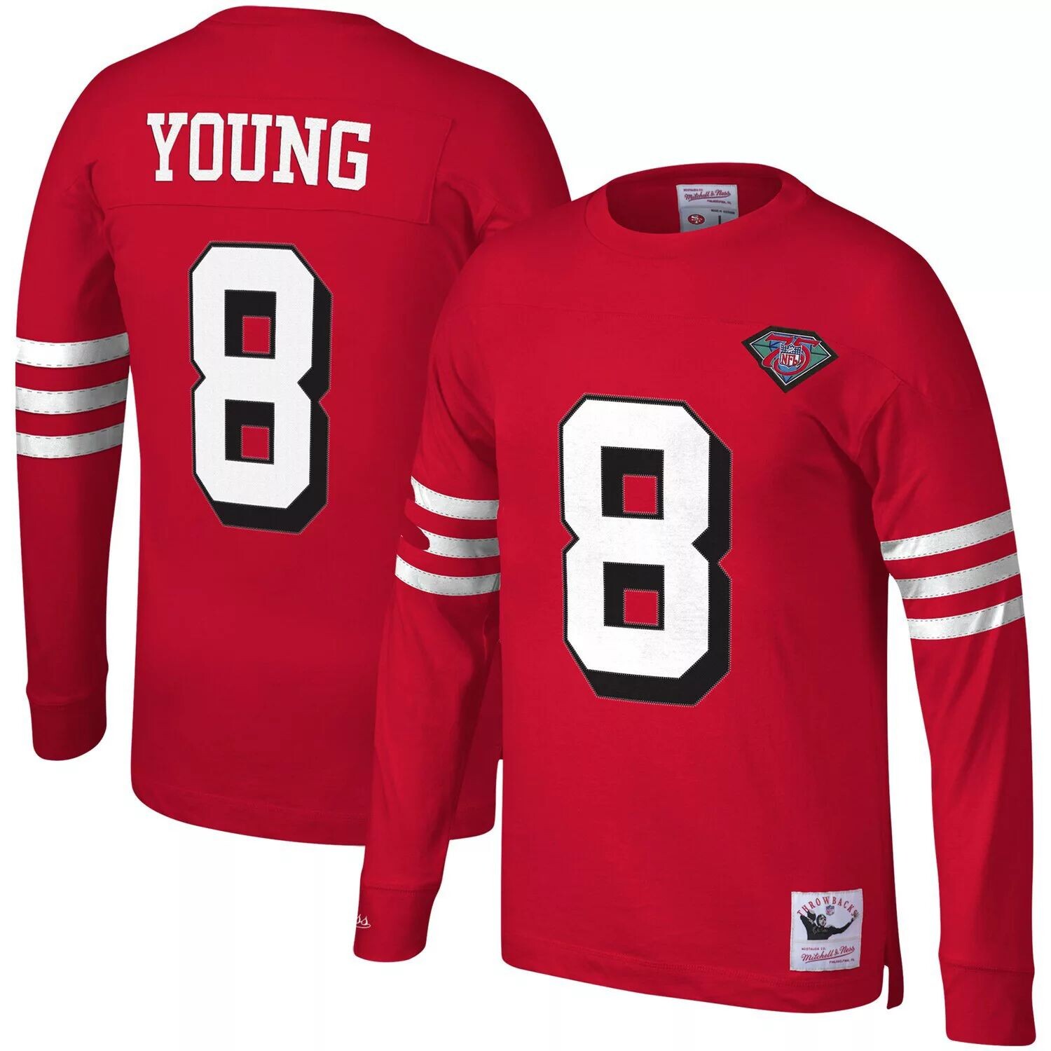 Мужская футболка Mitchell & Ness Steve Young Scarlet San Francisco 49ers 1994 с именем и номером игрока, вышедшего на пенсию, с длинным рукавом
Мужская футболка Mitchell & Ness Steve Young Scarlet San Francisco 49ers 1994 с именем и номером игрока, вышедшего на пенсию, с длинным рукавом