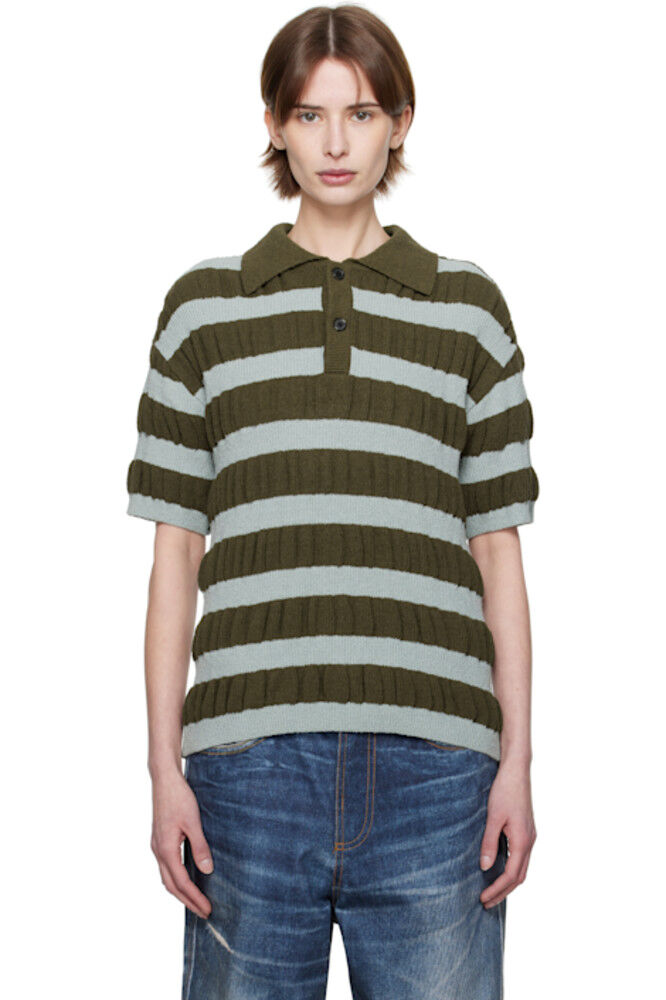 Поло в полоску синего и хаки цвета пузырьков Andersson Bell
Поло в полоску синего и хаки цвета пузырьков Andersson Bell