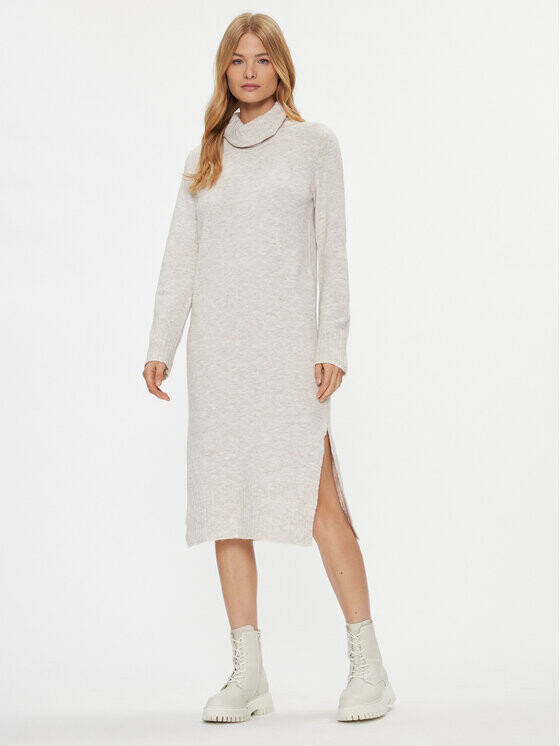 Комфортное трикотажное платье Noisy May, экрю 
Комфортное трикотажное платье Noisy May, экрю