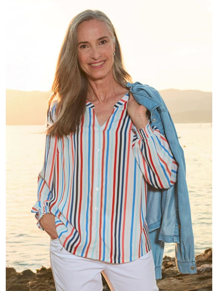 GOLDNER Полосатая блузка со сборками синего/кораллового/белого цвета в полоску
GOLDNER Полосатая блузка со сборками синего/кораллового/белого цвета в полоску