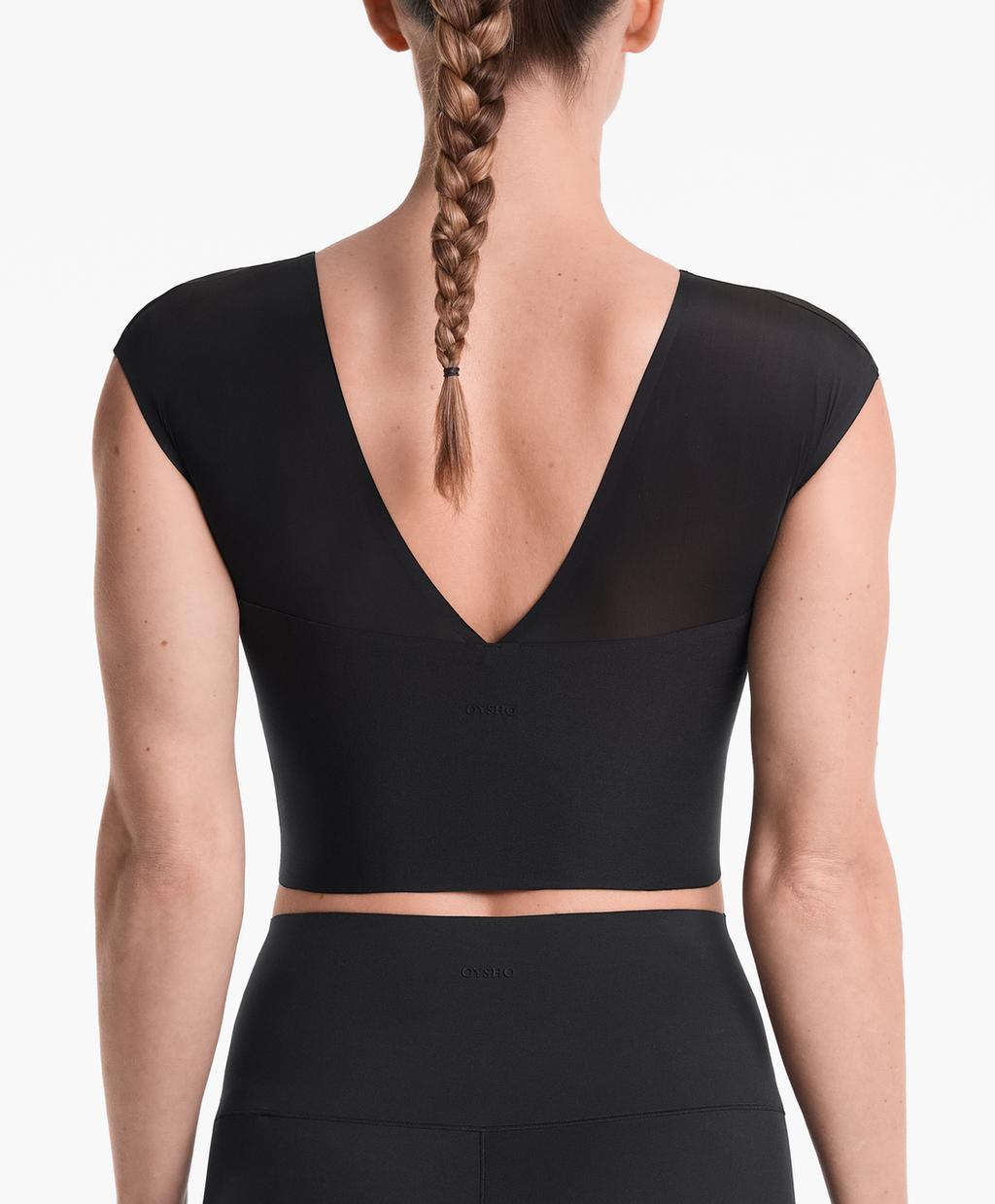 Идеально подходящая сетчатая майка Oysho, черный 
Идеально подходящая сетчатая майка Oysho, черный