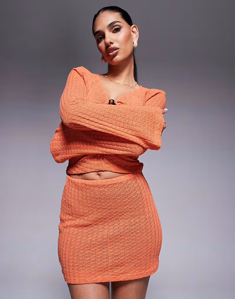 Мини-юбка ASOS DESIGN Coord оранжевого цвета 
Мини-юбка ASOS DESIGN Coord оранжевого цвета