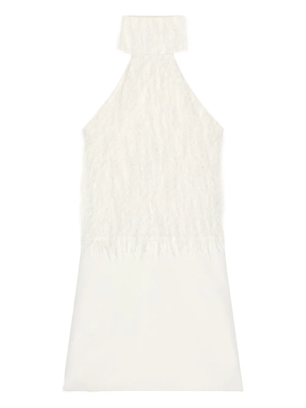Платье мини с вырезом халтер и бахромой Courrèges, белый
Платье мини с вырезом халтер и бахромой Courrèges, белый