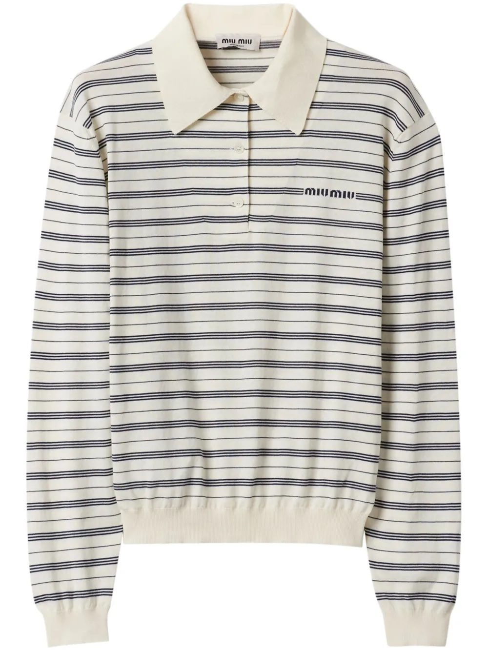 Рубашка поло в полоску с логотипом MIU MIU, нейтральный
Рубашка поло в полоску с логотипом MIU MIU, нейтральный