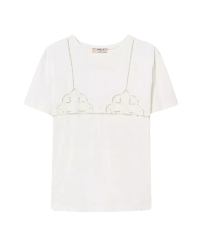 Белая футболка с вышивкой в виде снега Twinset, белый
Белая футболка с вышивкой в виде снега Twinset, белый