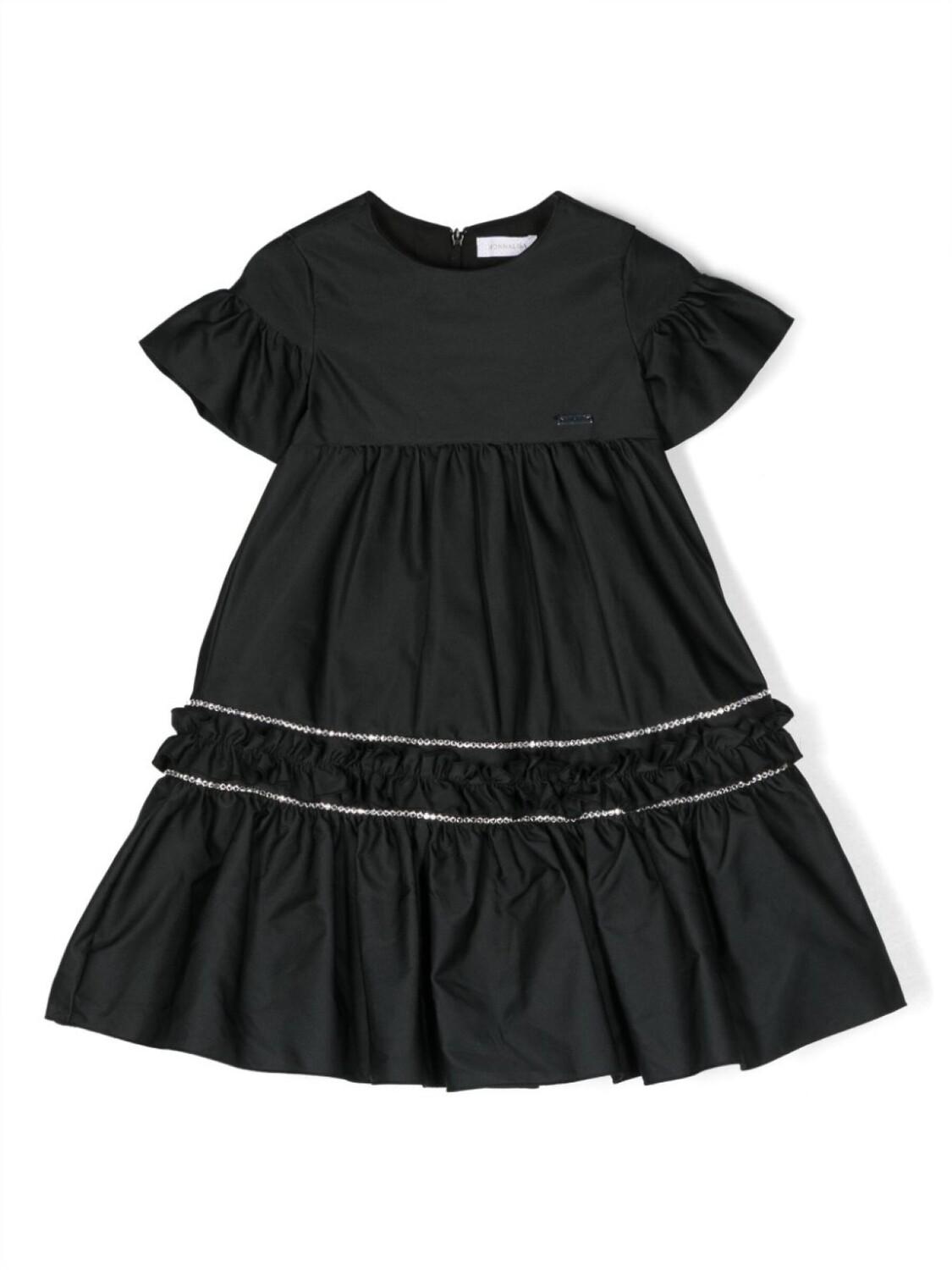 Monnalisa ярусное платье с оборками, черный