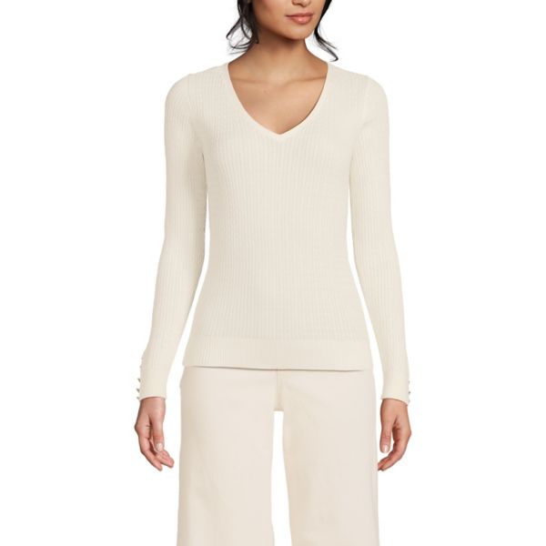 Женский свитер с V-образным вырезом и тонкой вязкой Lands' End, цвет fresh ivory
Женский свитер с V-образным вырезом и тонкой вязкой Lands' End, цвет fresh ivory