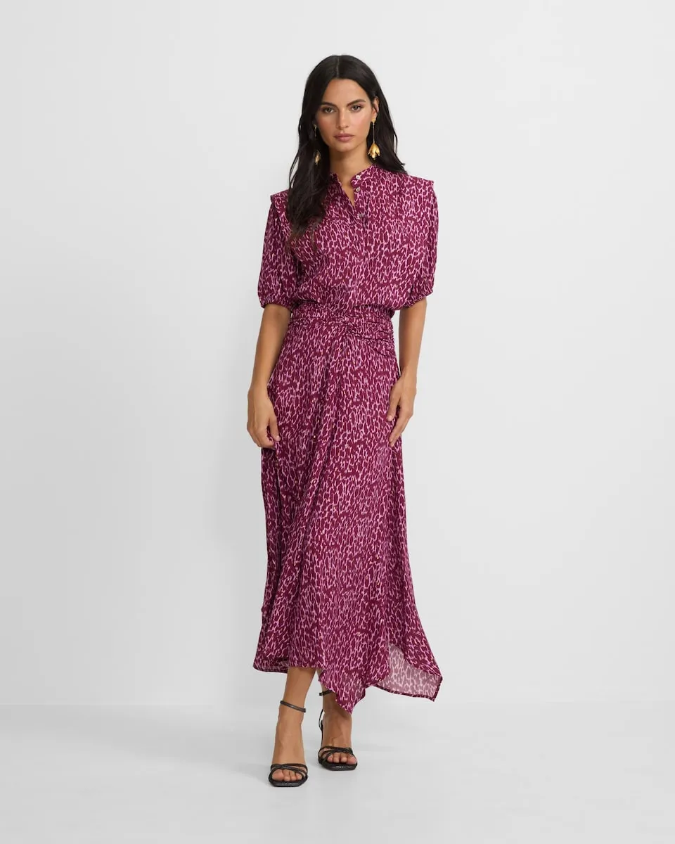 Асимметричная миди-юбка с принтом из пурпурного люрекса Silbon, фиолетовый 
Асимметричная миди-юбка с принтом из пурпурного люрекса Silbon, фиолетовый