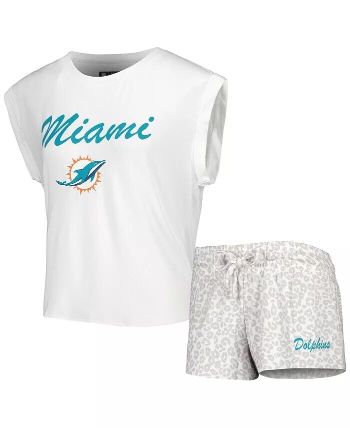 Женский комплект для сна из белой и кремовой трикотажной футболки и шорт Miami Dolphins Montana Concepts Sport
Женский комплект для сна из белой и кремовой трикотажной футболки и шорт Miami Dolphins Montana Concepts Sport