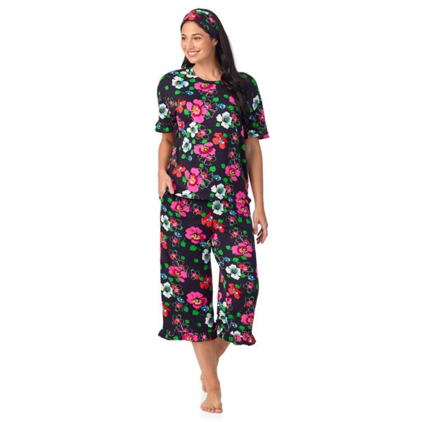 Женский комплект из 3 предметов: пижамный топ с короткими рукавами, укороченные пижамные штаны и повязка на голову Cuddl Duds, цвет navy floral
Женский комплект из 3 предметов: пижамный топ с короткими рукавами, укороченные пижамные штаны и повязка на голову Cuddl Duds, цвет navy floral