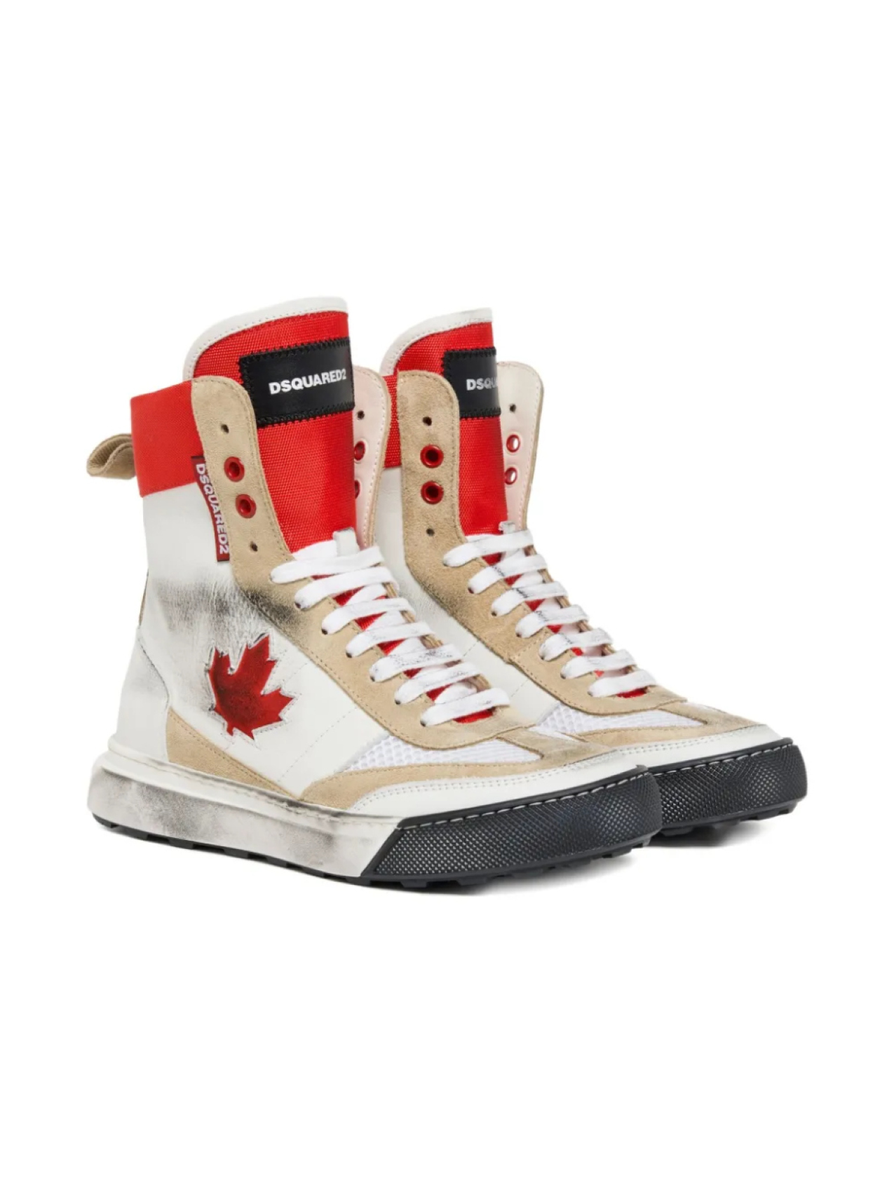 Высокие кроссовки DSQUARED2 KIDS с кожаными вставками, белый 
Высокие кроссовки DSQUARED2 KIDS с кожаными вставками, белый