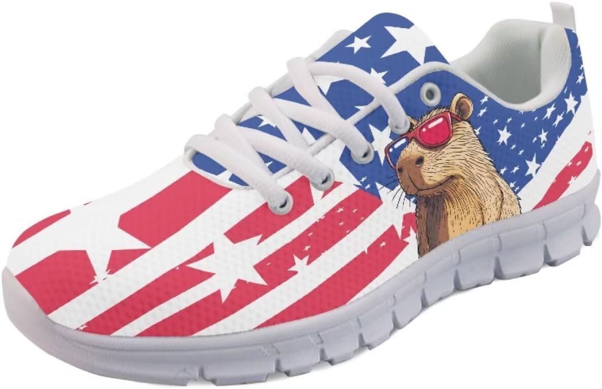 Винтажные кроссовки с американским флагом для мужчин и женщин кроссовки 4 июля Легкие беговые, теннисные и спортивные кроссовки Getelinseng, Capybara American Flag
Винтажные кроссовки с американским флагом для мужчин и женщин кроссовки 4 июля Легкие беговые, теннисные и спортивные кроссовки Getelinseng, Capybara American Flag