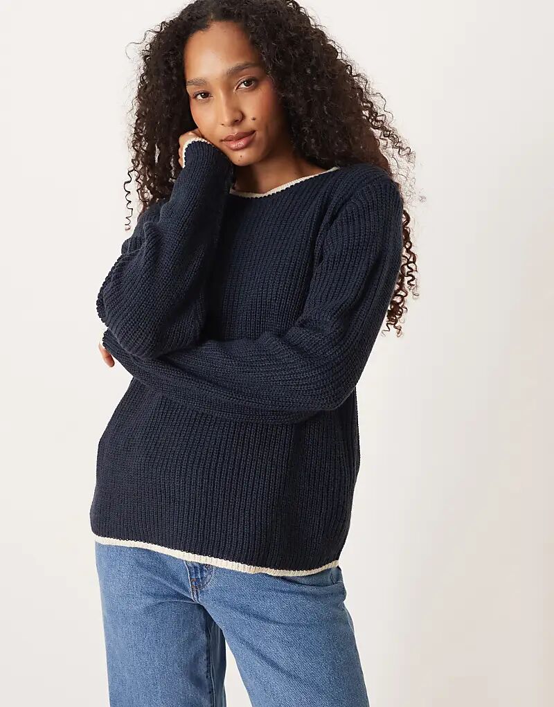 Джемпер JDY с контрастной окантовкой темно-синего цвета
Джемпер JDY с контрастной окантовкой темно-синего цвета