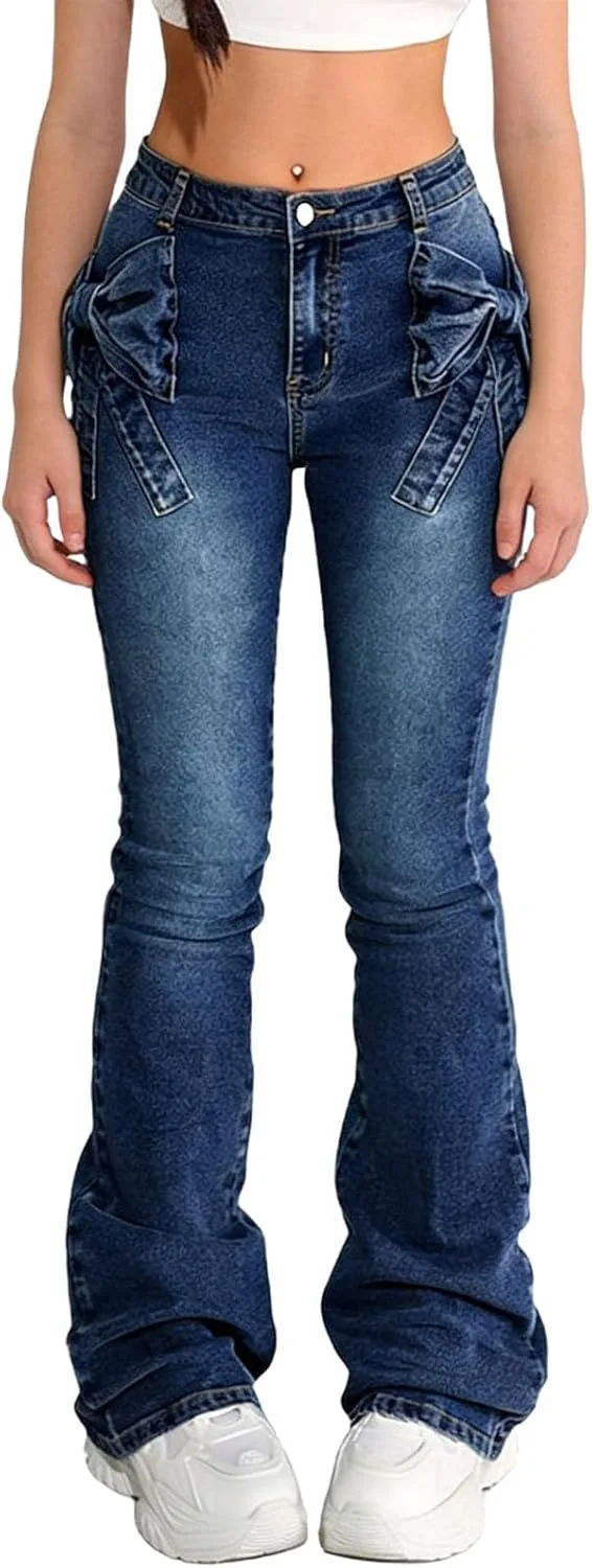 Джинсы-клеш с бантом и аппликацией для девочек High Waist Stretchy Fit
Джинсы-клеш с бантом и аппликацией для девочек High Waist Stretchy Fit