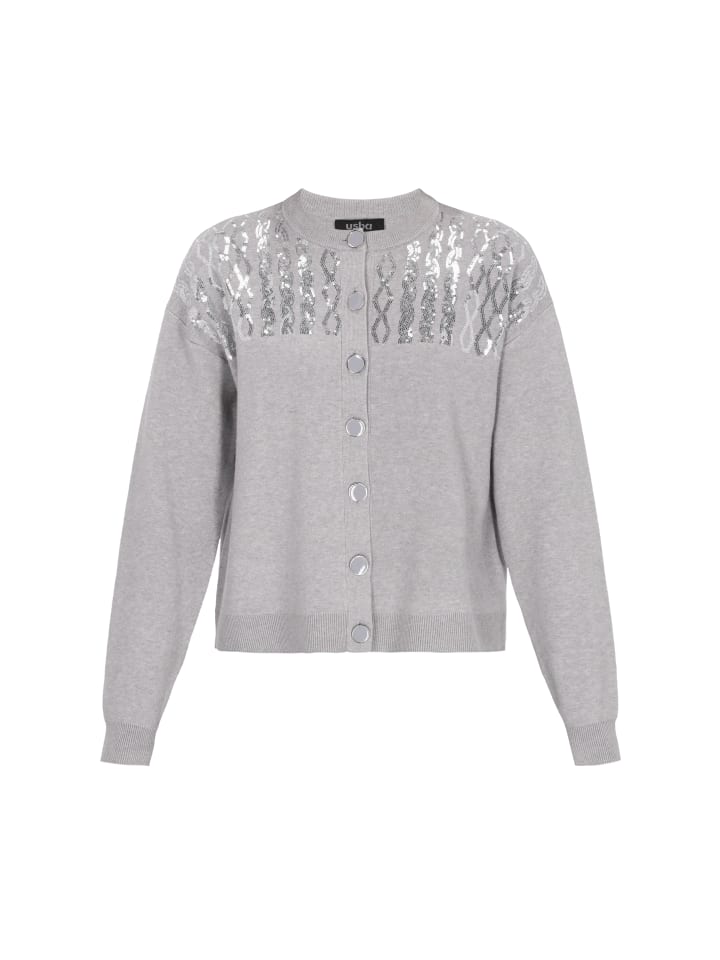 Женский кардиган серого меланжа usha BLACK LABEL
Женский кардиган серого меланжа usha BLACK LABEL