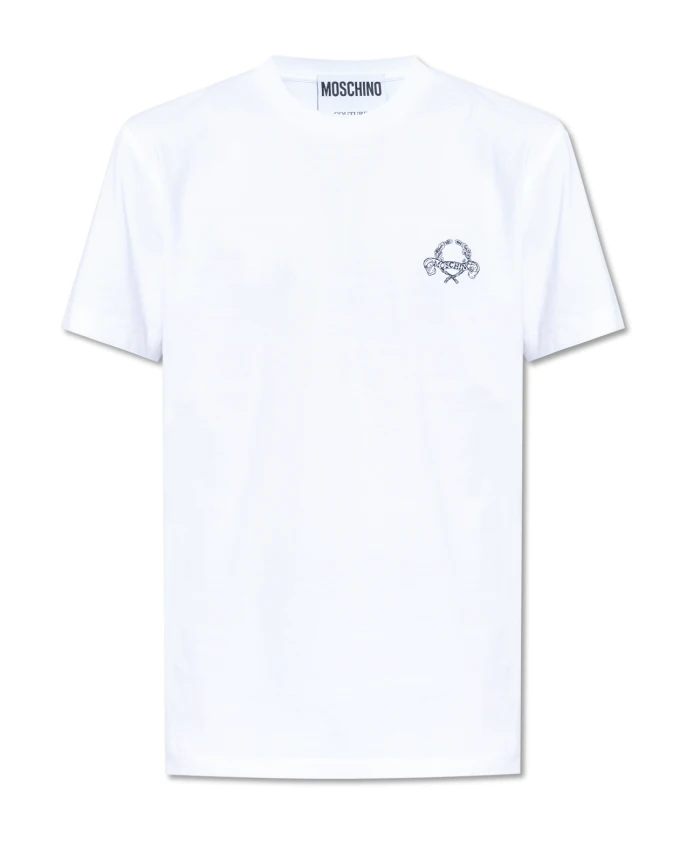 Футболка с вышитым логотипом Moschino, белый 
Футболка с вышитым логотипом Moschino, белый