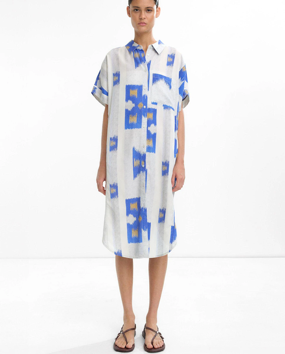 Платье 100% лиоцелл в стиле рубашки с принтом Parfois, белый
Платье 100% лиоцелл в стиле рубашки с принтом Parfois, белый