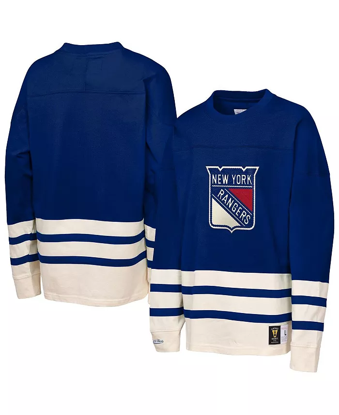 Синяя футболка с длинным рукавом New York Rangers для мальчиков и девочек, плотная, с цепным стежком Mitchell & Ness
Синяя футболка с длинным рукавом New York Rangers для мальчиков и девочек, плотная, с цепным стежком Mitchell & Ness