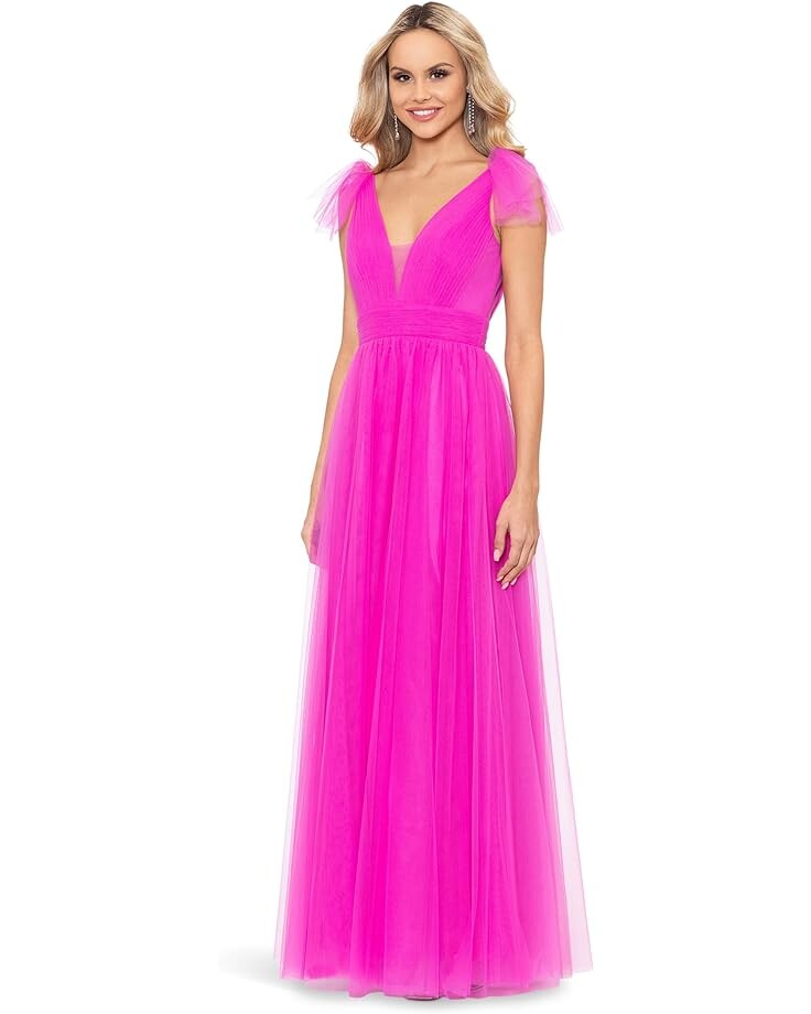 Платье Betsy & Adam Long Mesh V-Neck Ballgown, розовый
Платье Betsy & Adam Long Mesh V-Neck Ballgown, розовый