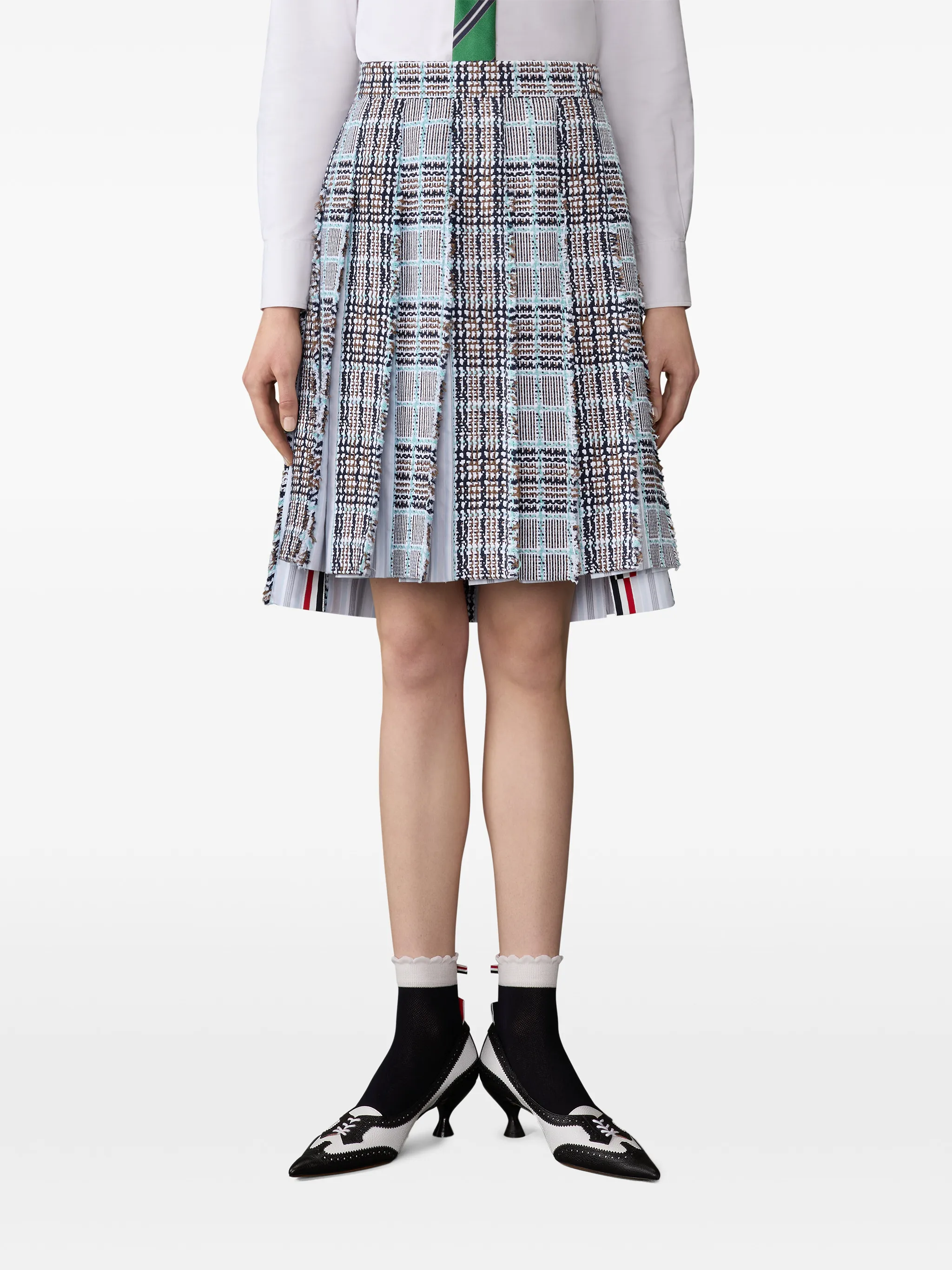 Клетчатая юбка миди со складками Thom Browne, синий
Клетчатая юбка миди со складками Thom Browne, синий