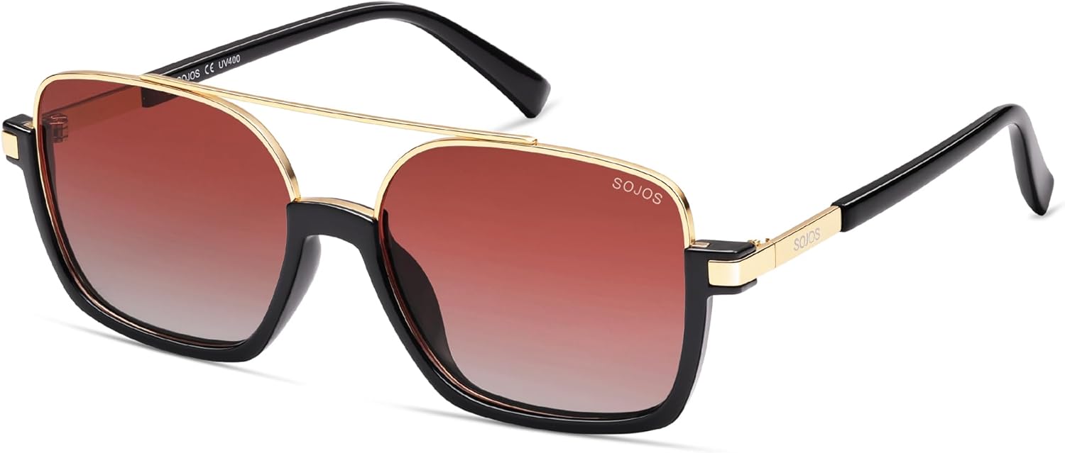 SOJOS Модные солнцезащитные очки-авиаторы для женщин и мужчин, поляризованные, в стиле ретро, квадратные, в духе Y2K, увеличенного размера, модель SJ2659, Black Frame Red Grading Lens
SOJOS Модные солнцезащитные очки-авиаторы для женщин и мужчин, поляризованные, в стиле ретро, квадратные, в духе Y2K, увеличенного размера, модель SJ2659, Black Frame Red Grading Lens