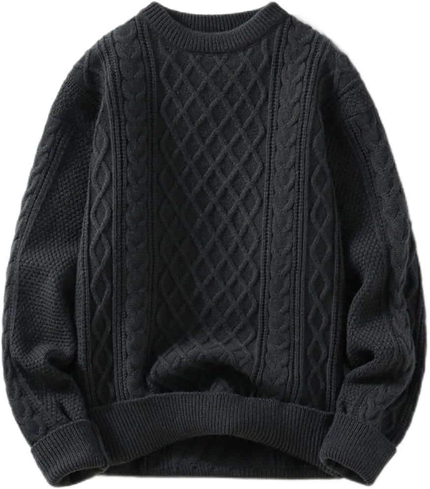 Мужской однотонный свитер с круглым вырезом, утепленный
Мужской однотонный свитер с круглым вырезом, утепленный