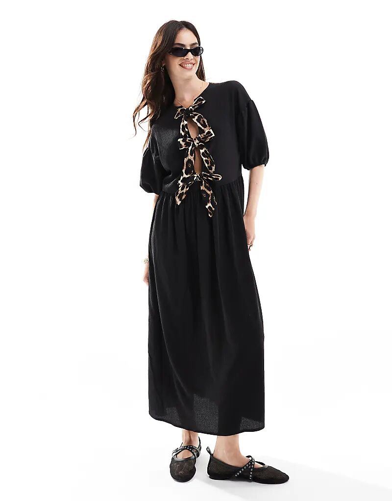 Макси-платье с рукавами-фонариками и завязками спереди черного цвета ASOS DESIGN
Макси-платье с рукавами-фонариками и завязками спереди черного цвета ASOS DESIGN