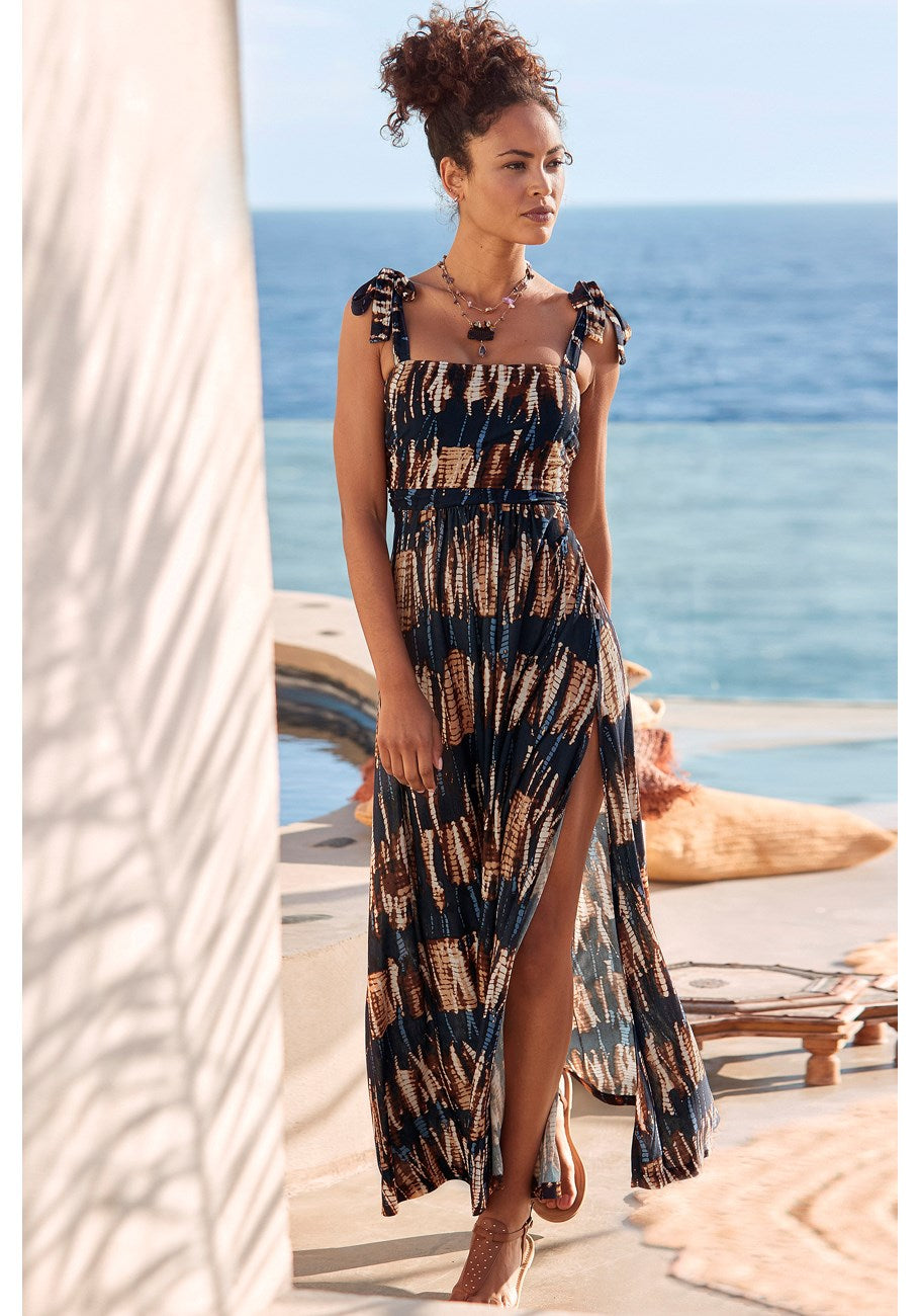 LASCANA Женское Платье Макси с Разрезом и Завязками, цвет navy printed
LASCANA Женское Платье Макси с Разрезом и Завязками, цвет navy printed