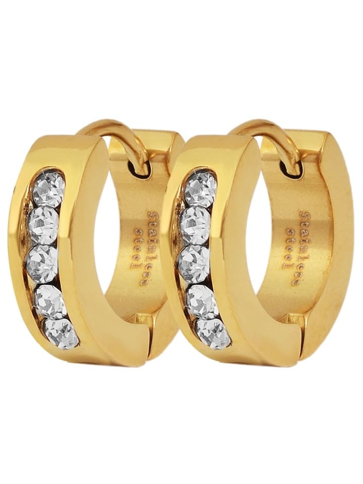 Adeliás Женские серьги - серьги-кольца на шарнирах из нержавеющей стали с золотыми стразами
Adeliás Женские серьги - серьги-кольца на шарнирах из нержавеющей стали с золотыми стразами