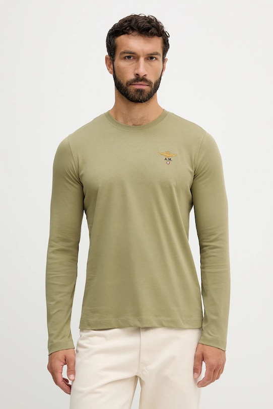 Хлопковый лонгслив Aeronautica Militare, зеленый
Хлопковый лонгслив Aeronautica Militare, зеленый