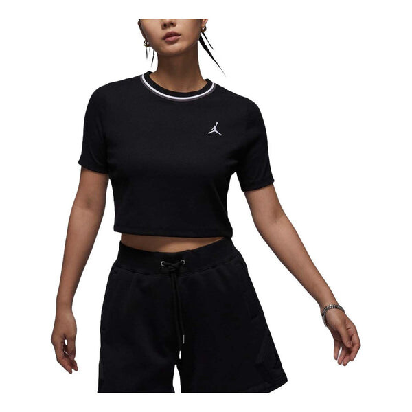 Футболка knit crop t-shirt asia sizing 'black white' Air Jordan, черный 
Футболка knit crop t-shirt asia sizing 'black white' Air Jordan, черный