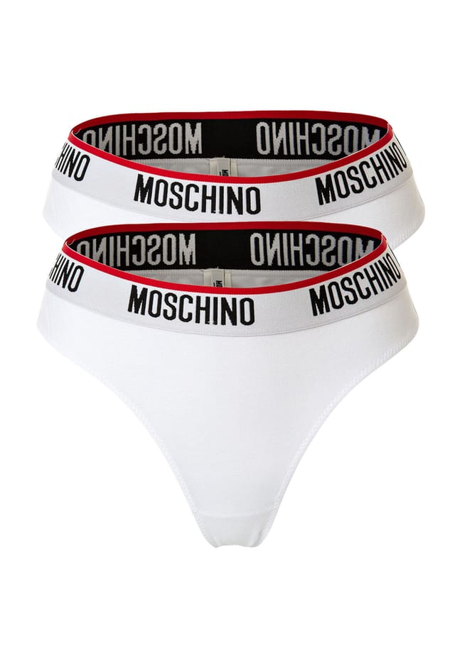 Бразильские трусы 2 шт. в упаковке - трусы из хлопковой смеси с логотипом на поясе простые Moschino, белый
Бразильские трусы 2 шт. в упаковке - трусы из хлопковой смеси с логотипом на поясе простые Moschino, белый