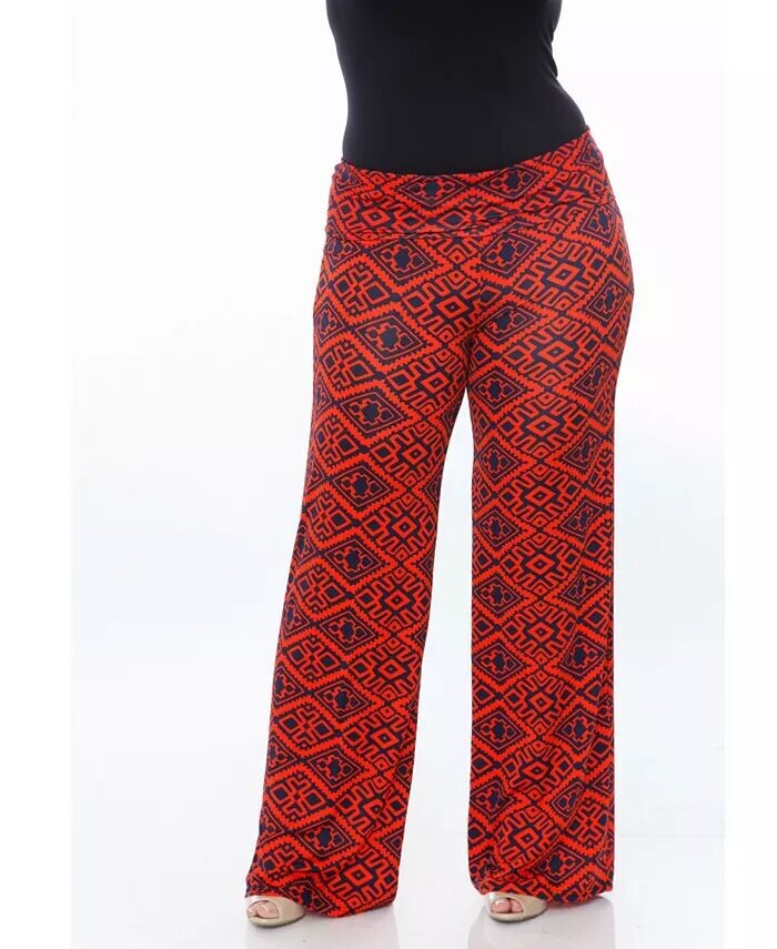 Брюки-палаццо больших размеров с принтом White Mark, оранжевый
Брюки-палаццо больших размеров с принтом White Mark, оранжевый