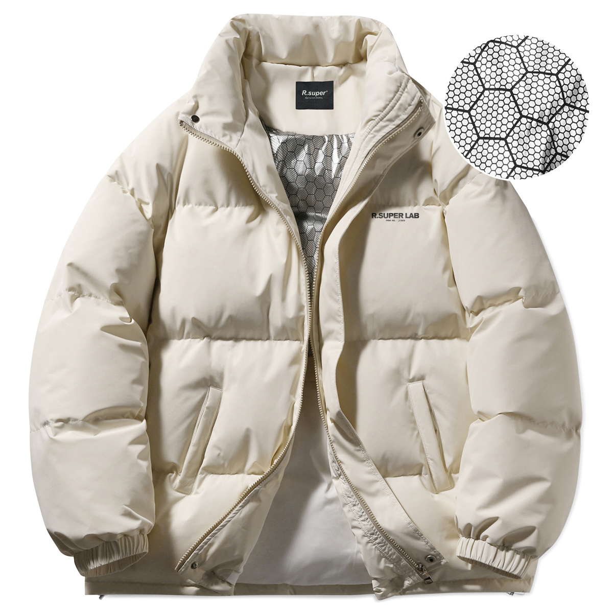 R.super Пуховик унисекс черный, Beige Placket
R.super Пуховик унисекс черный, Beige Placket