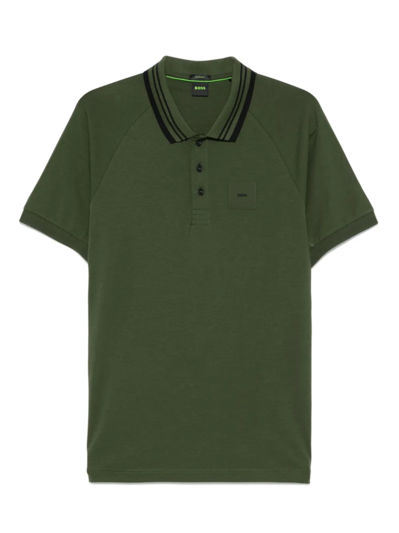 Рубашка поло с отделкой в полоску BOSS, зеленый 
Рубашка поло с отделкой в полоску BOSS, зеленый