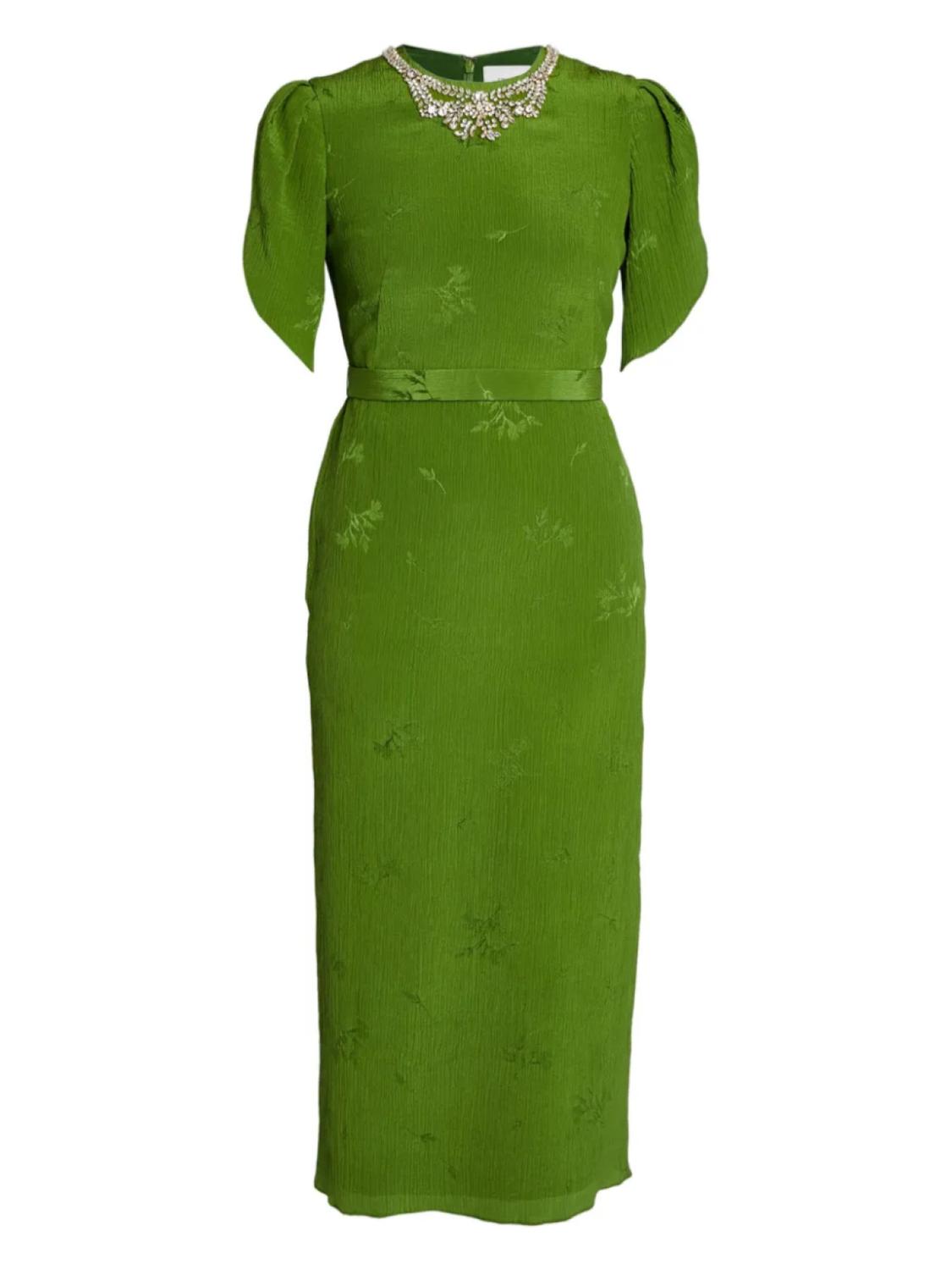 ERDEM платье миди с объемными рукавами, зеленый
ERDEM платье миди с объемными рукавами, зеленый