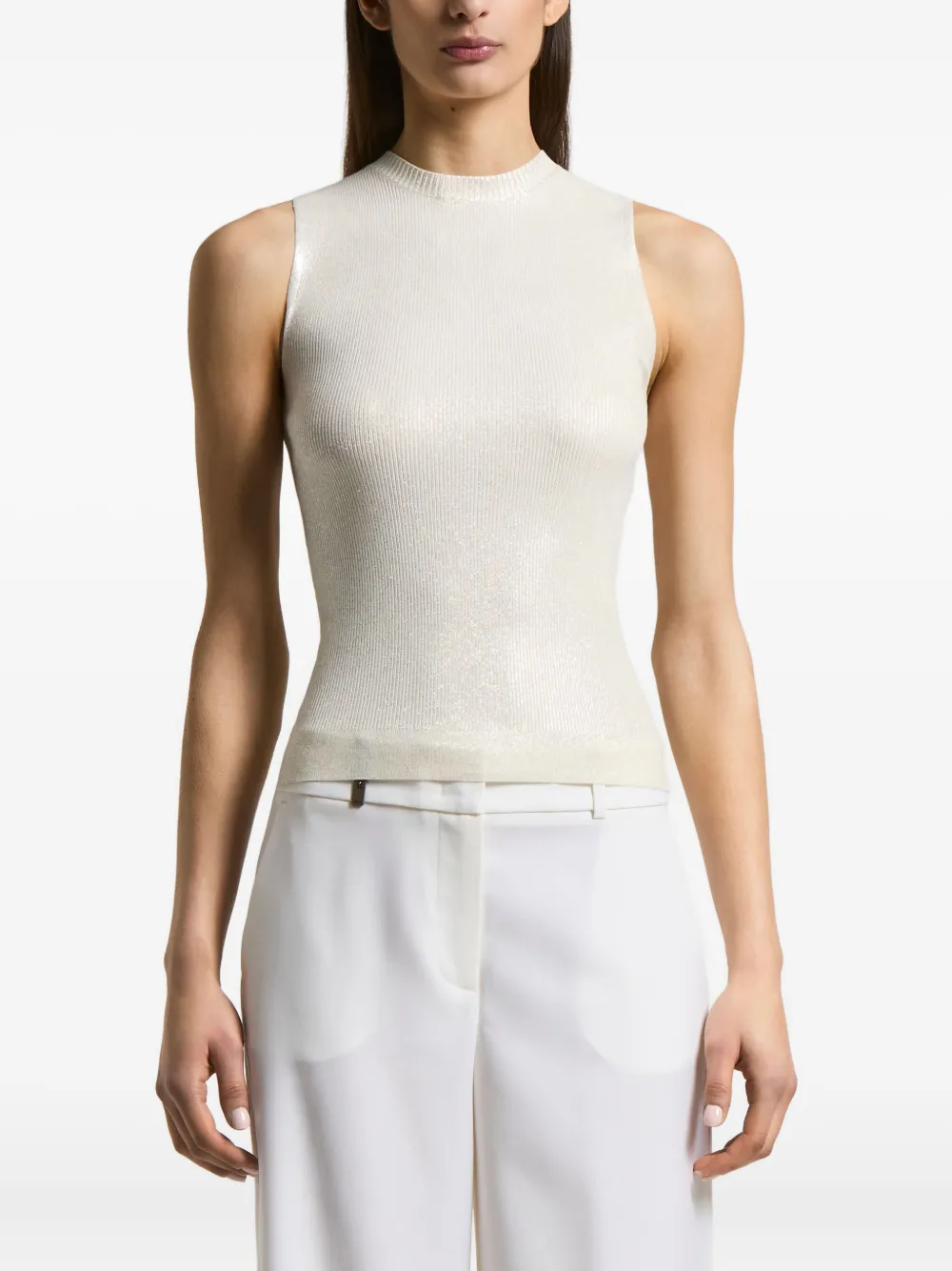 Топ в рубчик с эффектом металлик Peserico, белый
Топ в рубчик с эффектом металлик Peserico, белый